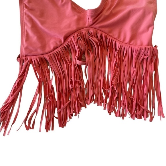 l*Space Audrey Fringe Halter Bikini Top in Watermelon - Picture 10 of 14